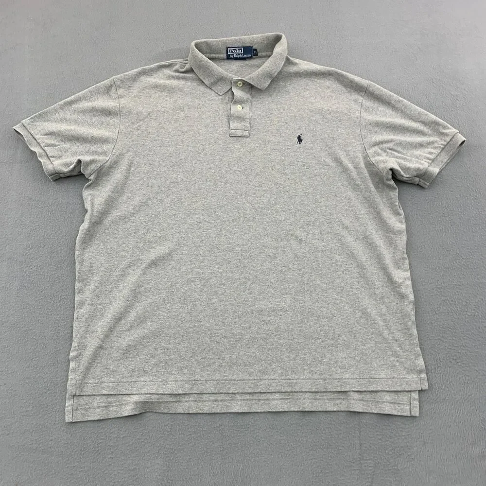 Polo Ralph Lauren Polo Shirt Mens XL Gray Blue Pony Short Sleeve